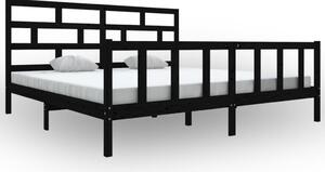 Cadru de pat Super King, negru, 180x200 cm, lemn masiv de pin