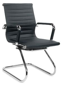 Scaun de birou PRESTIGE, negru, piele ecologica/otel, 61x55x88 cm