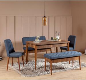 Set Masa si Scaune 5 Piese Vina 1048 Walnut-Dark Blue