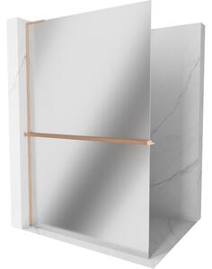 Mexen Kioto+ L, paravan de dus walk-in cu polita si cuier 120 x 200 cm, sticla model oglinda de 8 mm, profil cupru mat, 800-120-123-65-50