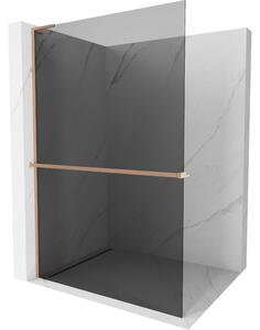 Mexen Kioto+ L, paravan de dus walk-in cu polita si cuier 80 x 200 cm, sticla gri 8 mm, profil cupru mat, 800-080-123-65-40