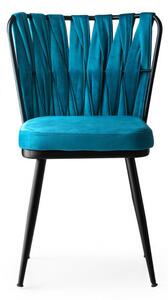 Set 4 Scaune Kusaklı Negru-Blue