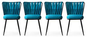 Set 4 Scaune Kusaklı Negru-Blue