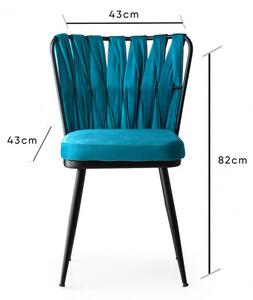 Set 4 Scaune Kusaklı Negru-Blue