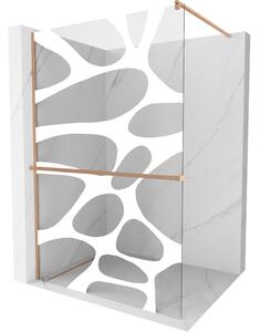 Mexen Kioto+, Paravan de duș Walk-In cu poliță și cuier 100 x 200 cm, model sticlă transparentă de 8 mm alb, profil cupru mat, 800-100-121-65-97