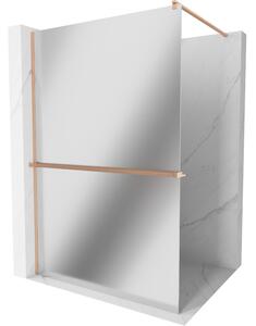 Mexen Kioto+, paravan de dus walk-in cu polita si cuier 120 x 200 cm, model oglinda sticla 8 mm, profil cupru mat, 800-120-121-65-50