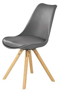 Scaun K201, gri/fag, piele ecologica/lemn de fag, 48X47X80 CM