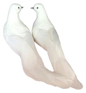 Decoratiune Craciun, Porumbel din pene naturale, alb, 23cm