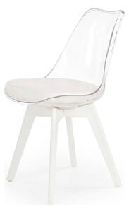 Scaun bucatarie K245, alb/transparent, piele ecologica/policarbonat, 4
