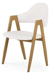 Scaun living piele ecologica K247, alb/stejar, metal, 51x51x80 cm