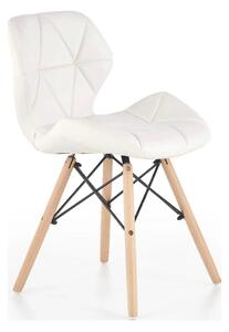 Scaune living K281, alb/stejar, piele ecologica/lemn, 48X51X74 CM