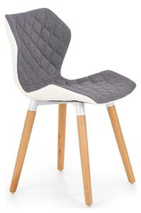 Scaun sufragerie K277, gri/alb/stejar, stofa clasica/lemn, 48x51x76 cm