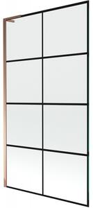 Mexen Next L, paravan de baie cu 1 aripă 100 x 150 cm, model sticlă transparentă-negru de 6 mm, profil auriu roz, 895-100-000-03-77-60