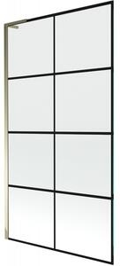 Mexen Next L, paravan de baie cu 1 aripa 100 x 150 cm, model sticla transparenta-negru de 6 mm, profil auriu lucios, 895-100-000-03-77-50