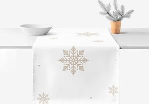 Goldea napron de masă 100% bumbac - fulgi de zăpadă pe alb 35x140 cm