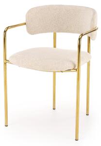 Scaun K537, crem/auriu, stofa clasica/metal, 54x56x76 cm
