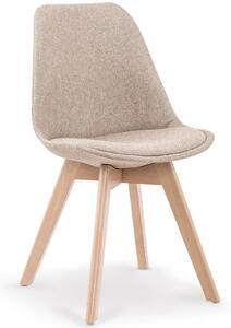 Scaun bej tapitat K303, stofa clasica/lemn, 48X54X83 CM