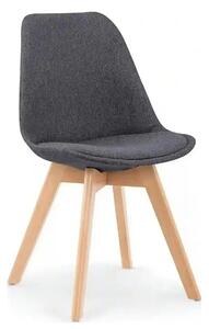 Scaun tapitat K303, gri inchis/negru, stofa/lemn, 48X54X83 CM