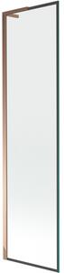 Mexen Next L, paravan de baie cu 1 aripă 50 x 150 cm, model sticlă transparentă-negru de 6 mm, profil auriu roz, 895-050-000-03-70-60