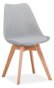Scaun tapitat Kris, gri deschis/stejar, piele ecologica/lemn, 49X43X83