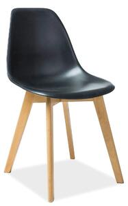 Scaun Moris, negru/stejar, plastic/lemn de fag, 46X38X85 cm