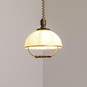 Lamkur Lampă suspendată Ilsa, alb/auriu, Ø 30 cm, reglabilă pe înălțime, reglabil, Auriu / Alamă, Bucătărie, Sticlă, Casă de țară / Rustic