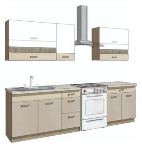 Set bucatarie PREMIO B, carcasa stejar sonoma/fronturi cappuccino si a