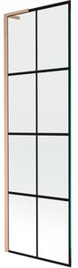 Mexen Next L, paravan de baie cu 1 aripă 60 x 150 cm, model sticlă transparentă-negru de 6 mm, profil cupru, 895-060-000-03-77-65