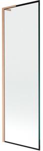 Mexen Next L, paravan de baie cu 1 aripă 60 x 150 cm, model sticlă transparentă-negru de 6 mm, profil cupru, 895-060-000-03-70-65