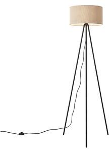 Lampă de podea trepied modernă taupe cu abajur de catifea - Luz