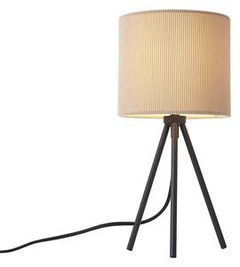 Lampă de masă modernă tip trepied, culoarea taupe, cu abajur de catifea - Luz