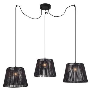 Lampa suspendată de exterior neagră cu abajur din frânghie neagră cu 3 lumini IP44 - Cava Jayla