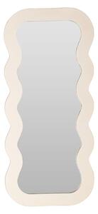 Oglindă decorativă cu ramă ondulată – 37x80 cm, sticlă + cadru MDF, bej