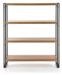 Etajera BOLIVAR, stejar auriu/negru, 100x30x120 cm