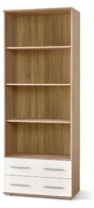 Biblioteca LIMA, alb/stejar sonoma, PAL laminat, 77x40x200 cm