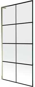 Mexen Next L, paravan de baie cu 1 aripă 90 x 150 cm, model sticlă transparentă-negru de 6 mm, profil auriu strălucitor, 895-090-000-03-77-50