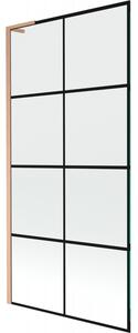 Mexen Next L, paravan de baie cu 1 aripă 90 x 150 cm, model sticlă transparentă-negru de 6 mm, profil cupru, 895-090-000-03-77-65