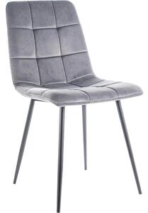 Scaun tapitat MILA, gri, stofa catifelata/metal, 47x45x87