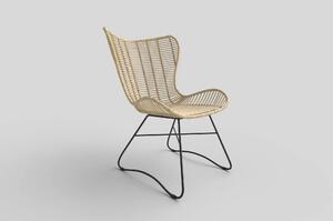 Scaun living Indiana, stejar/negru, ratan natural/metal, 69X70X103 CM
