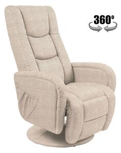 Fotoliu recliner PULSAR 2, bej, stofa/PVC, 68x85/135x85/106 cm