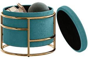 HOMCOM Pouf cu Spațiu de Depozitare în Catifea, 24L, Capac Detasabil, Ø42x39cm, Verde | Aosom Romania