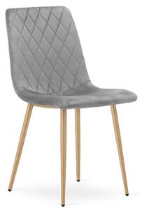 Scaun Bucatarie/Dining Clay Catifea Gri Deschis Picioare Metalice Finisaj Lemn