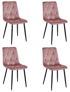 Set 4 Scaune Bucatarie/Dining Fido Roz Catifea