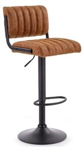 Scaun bar H88, maro/negru, piele ecologica/otel, 39x46x89/109 cm