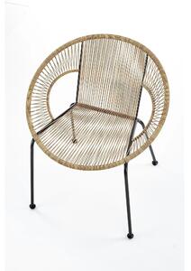 Scaun de gradina BARI, maro/negru, rattan sintetic/otel, 69x60x74x44 c