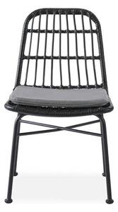 Scaun de gradina K401, gri/negru, rattan sintetic/otel, 47x45x85x43 cm