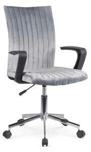 Scaun de birou DORAL, gri/negru/crom, stofa catifelata/metal, 55x58x88