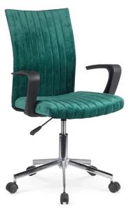 Scaun de birou DORAL, verde inchis/negru/crom, stofa catifelata/metal
