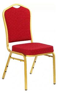 Scaun conferinta K66, rosu/auriu, stofa clasica/metal, 45X48X93 CM