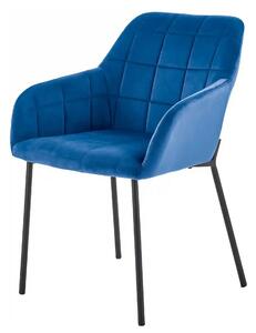 Scaun K305, albastru/negru, stofa catifelata/metal, 58X57X80 cm